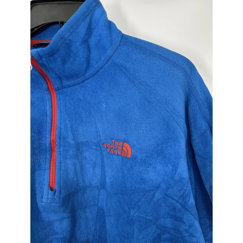 The North Face Sweater Mens XL Blue RU/14 Fleece Mock Neck Quarter 1/4‎ Zip